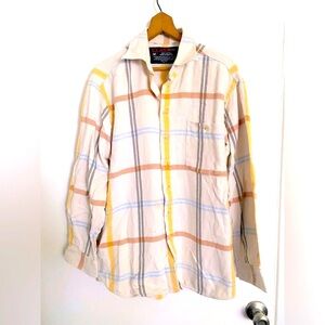 VINTAGE Classic Est 2001 Flannel with White and Yellow Plaid Men’s Size Medium